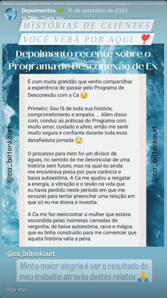 Depoimento sobre o Programa de Desconexão de Ex